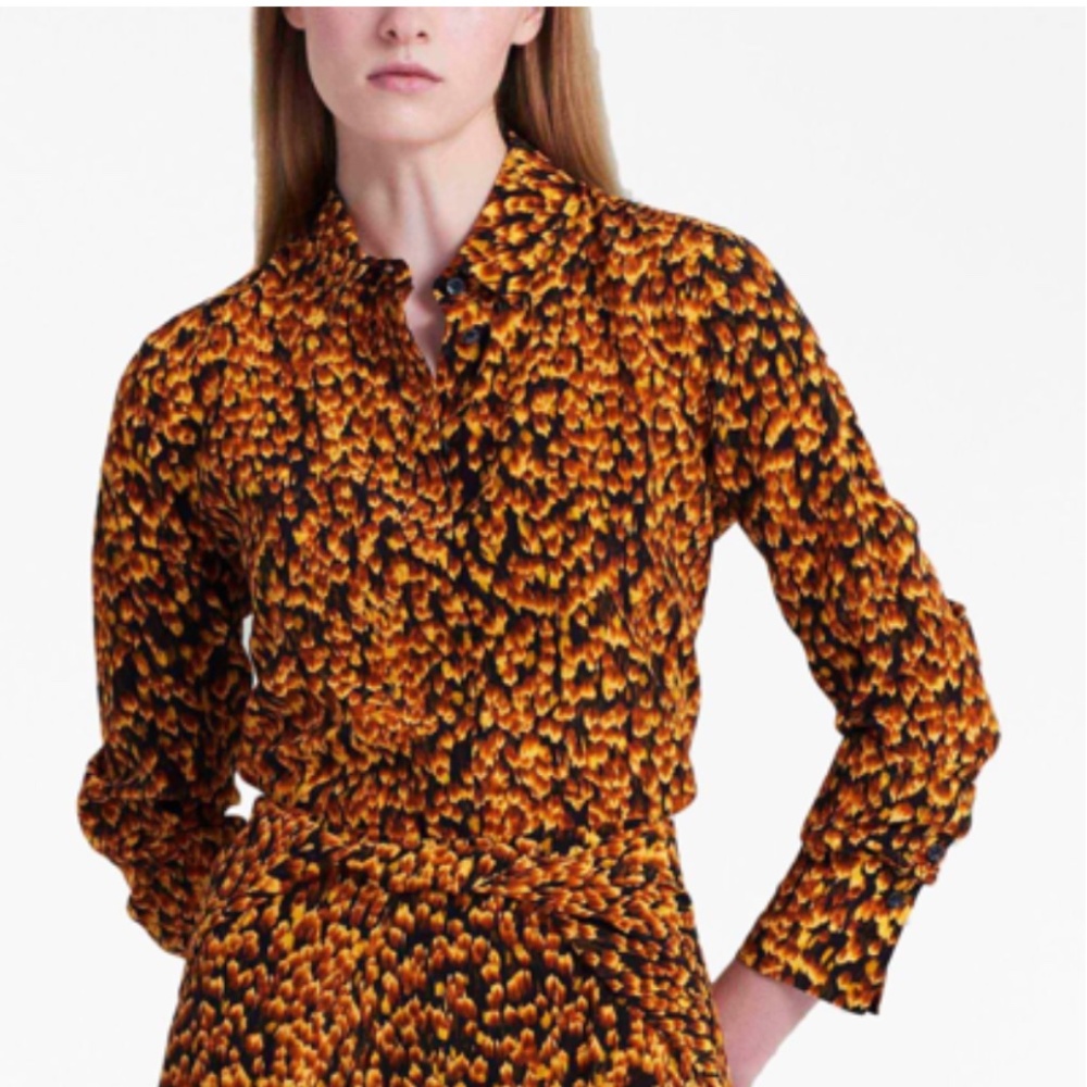 ALTUZARRA Chika Feather Print Silk Shirt - Picture 9 of 10